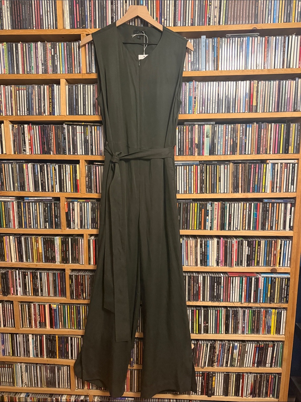COS Sleeveless Olive Green Jumpsuit with Tie Waist